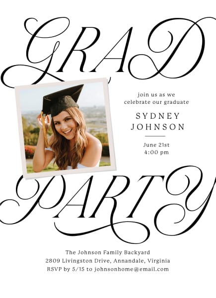 grad party cards Beautiful Graduate Graduation Party Invitations main image 1