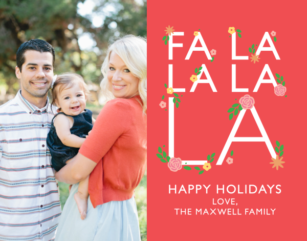 Fa La La Floral Holiday Photo Card