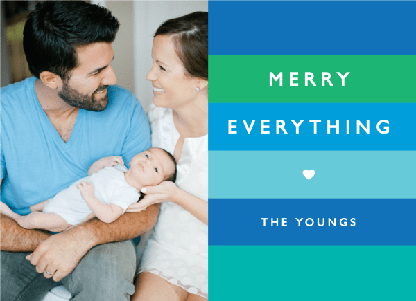 Merry Everything Blue Stripes Holiday Card