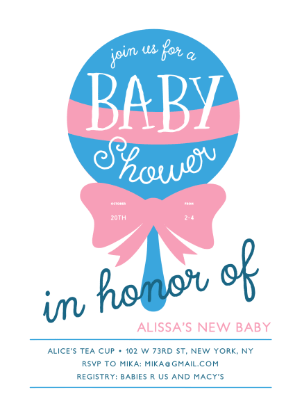 Rattle Custom Baby Shower Invitation