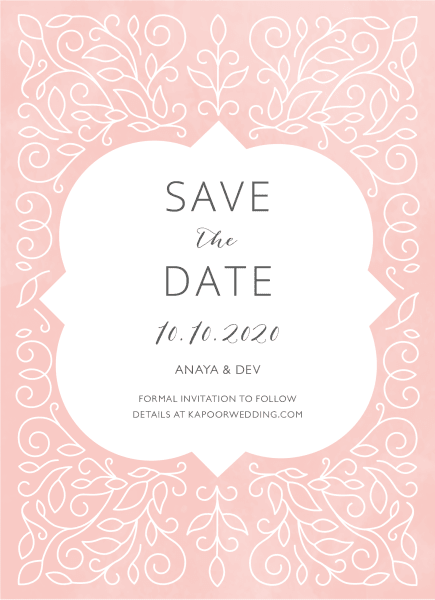 Blush Ornament Save The Date