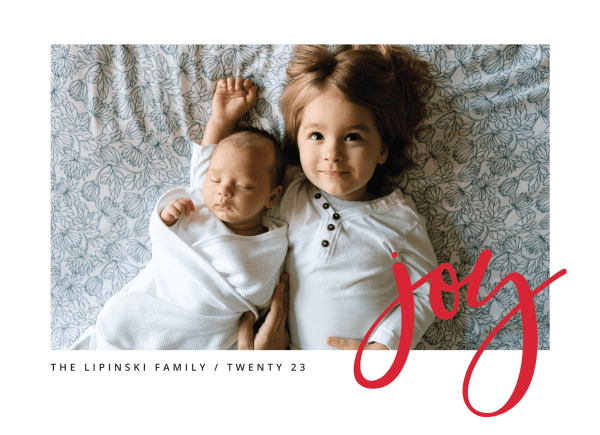 photo holiday card with simple red joy