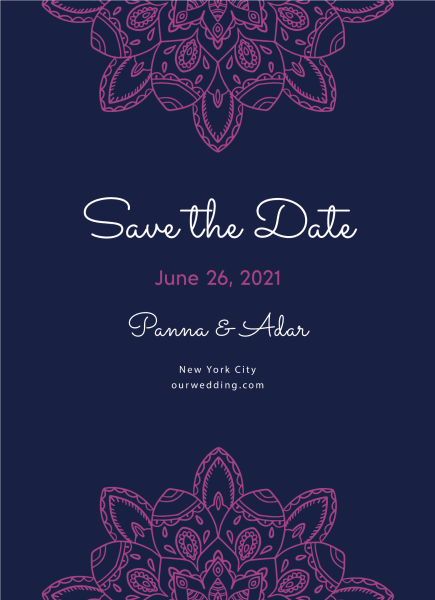 Fuchsia Mandala Save The Date 