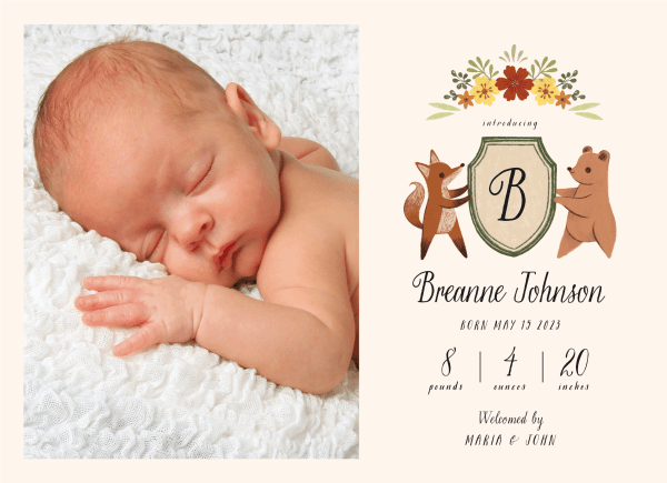 Family Crest Birth Announcement