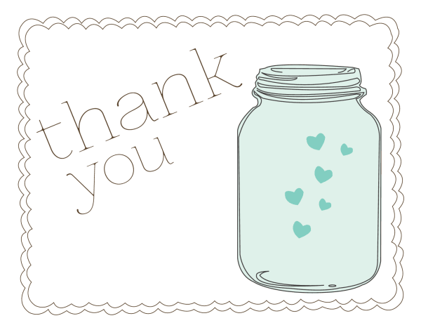 Thank You Card with Mason Jar and Hearts