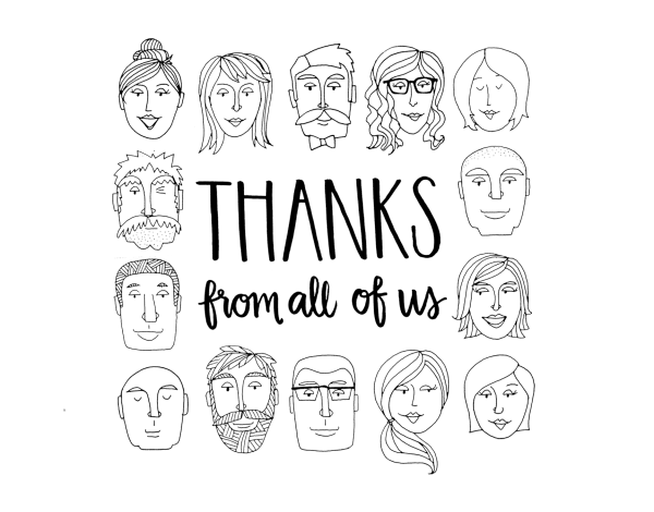 Black and White Doodle Thank You Card