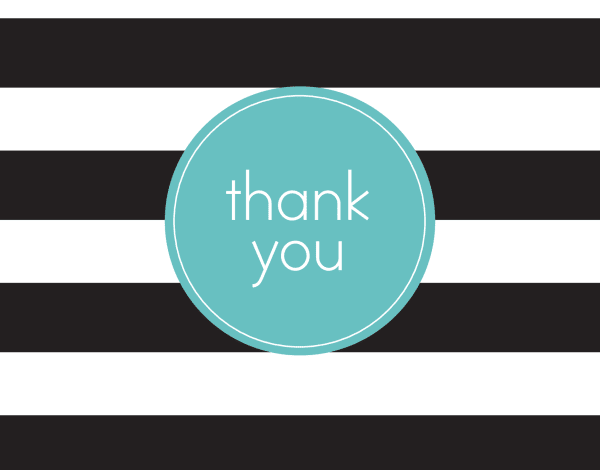 Black Rugby Stripes Thank You Card