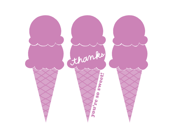 Purple Ice Cream Thank You Card