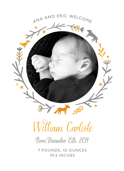 Woodland Birth Announcement