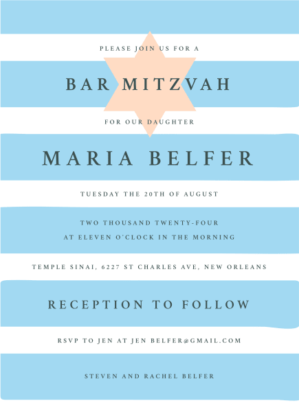 Star and Stripes Bat Mitzvah Invite