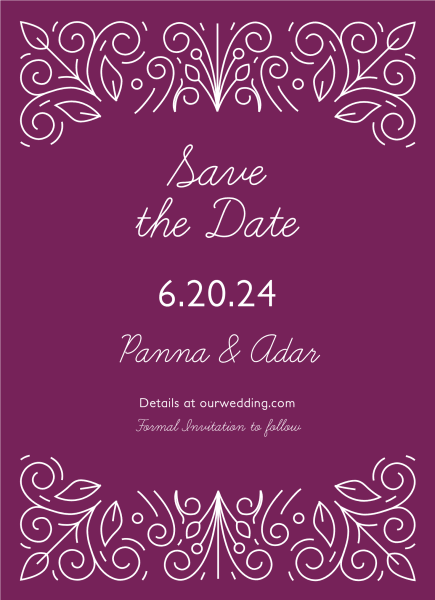 Purple Ornament Save The Date