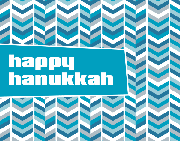 Retro Blue Chevron Hanukkah Card