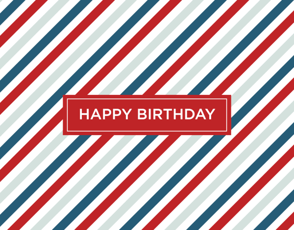 Masculine Red Stripes Birthday Greeting