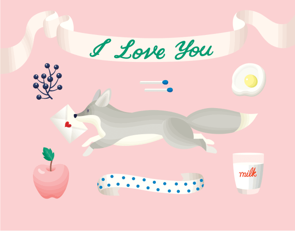 Retro Fox I Love You Card