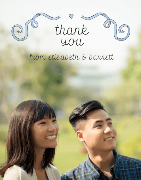 Blue Ribbons Custom Photo Thank You Card