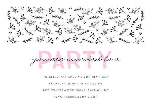 Black And Blush Party Invite