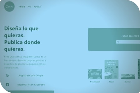 Página web en español con una imagen de un libro y un botón de registro.