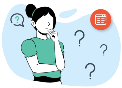 Una mujer con una pregunta en su mente sobre FAQ en SEO y IA