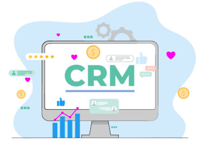 Una pantalla de computadora con el acrónimo CRM.