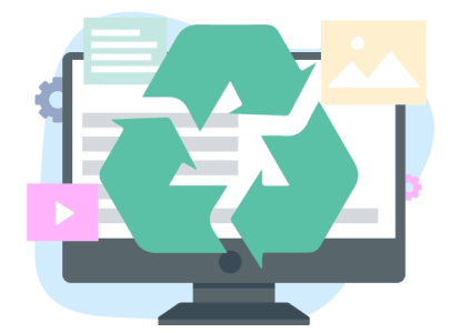 Imagen de un monitor de computadora con un icono de un contenedor de reciclaje.