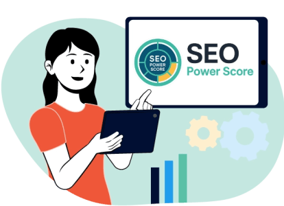 Una mujer usa un dispositivo electrónico para mostrar un gráfico de SEO.