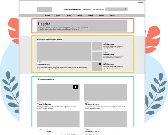 Una página web con un diseño de colores.