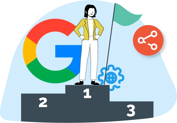 Una mujer con una bandera en su mano y una computadora en su cabeza.