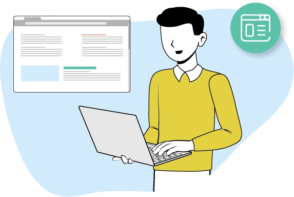 Un hombre usando un laptop.