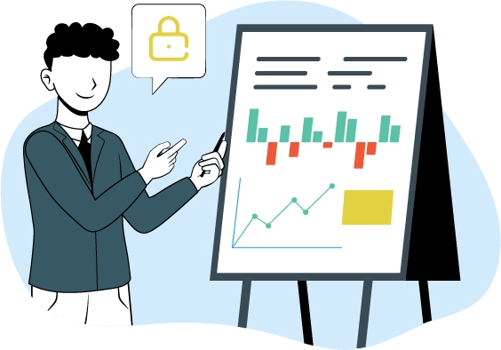 Un hombre en una presentación de gráficos.