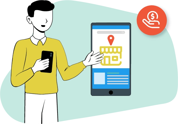 Una persona usando un celular y mostrando una página web.