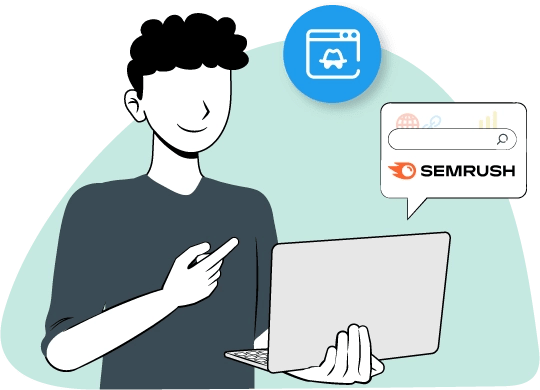 Un hombre usando un ordenador y haciendo un gesto con su mano.