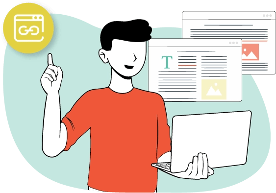 Un hombre usando un laptop y haciendo una señal con su dedo.