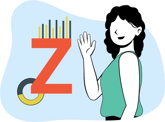 Una mujer con una Z en su mano.