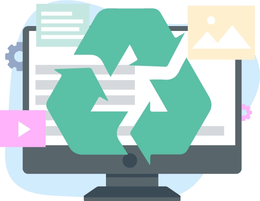 Imagen de un monitor de computadora con un icono de un contenedor de reciclaje.