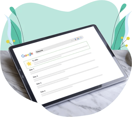 La pantalla de un dispositivo de Google está abierta y muestra un enlace a Google.