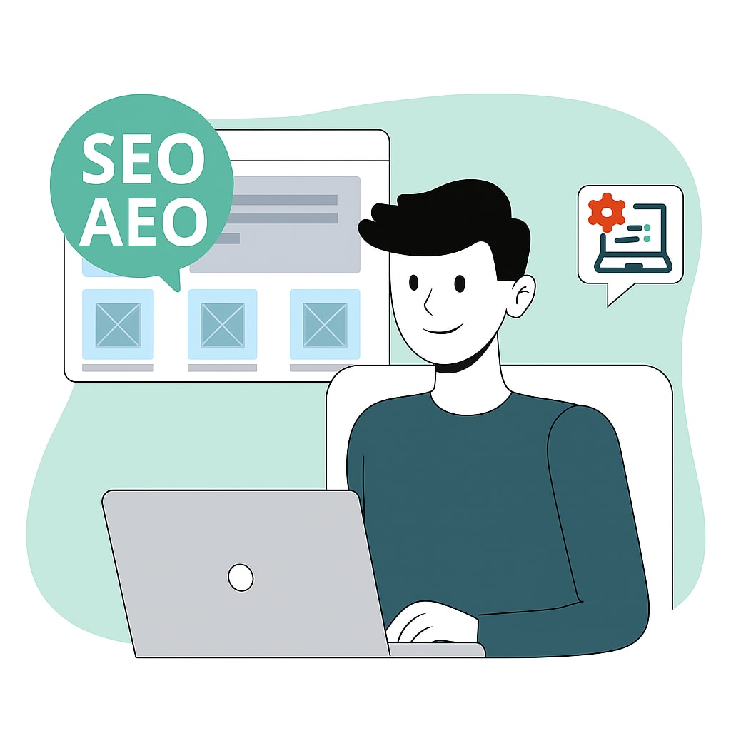 Un hombre usando un ordenador y una pantalla en la pared.