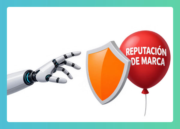 Una mano robótica se acerca de un balón inflado, que tiene una imagen de un escudo en su interior.