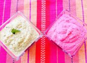 Prepara hummus de garbanzos en rosado y verde