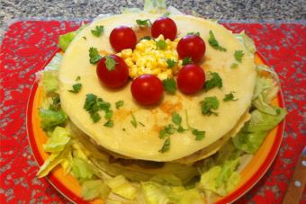 Receta: Torta de panqueque y verduras