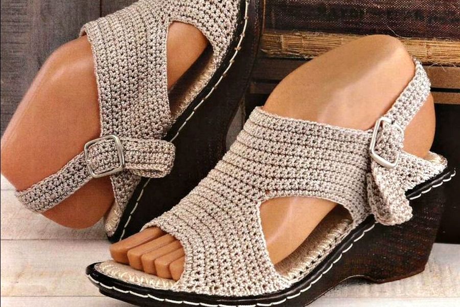 Tendencia: sandalias tejidas a crochet - Fucsia