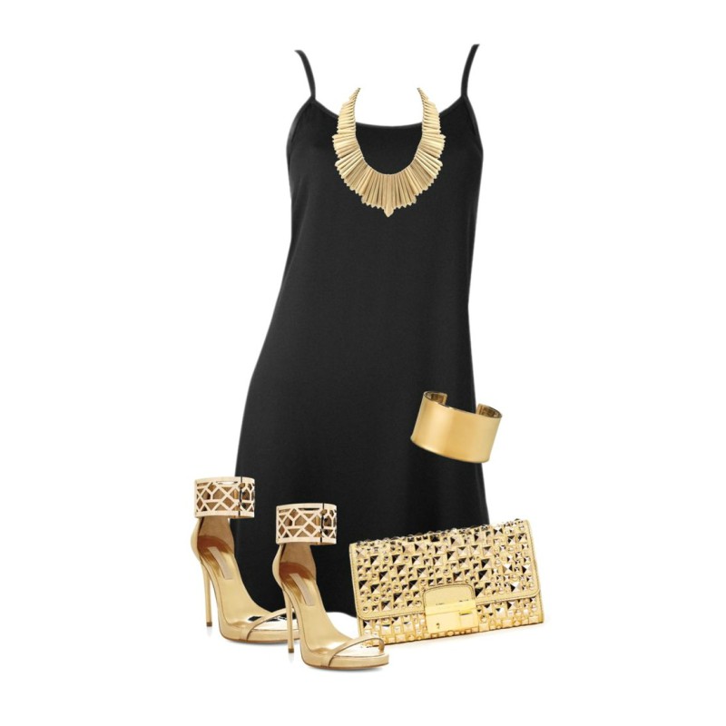 Accesorios Para Vestido Negro Con Dorado