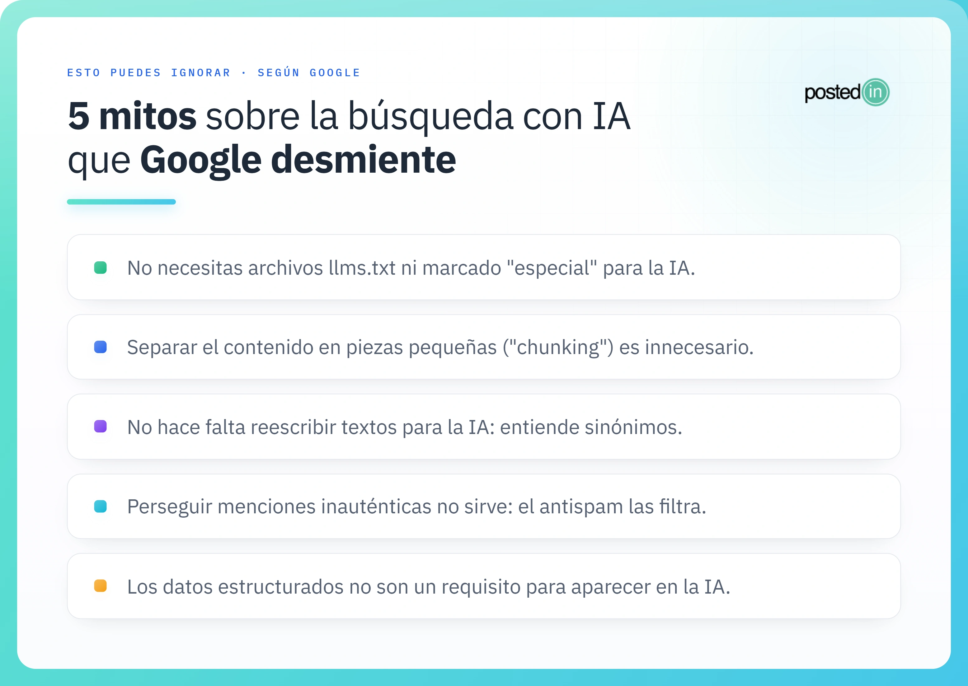 5 mitos sobre la búsqueda con IA en Google.