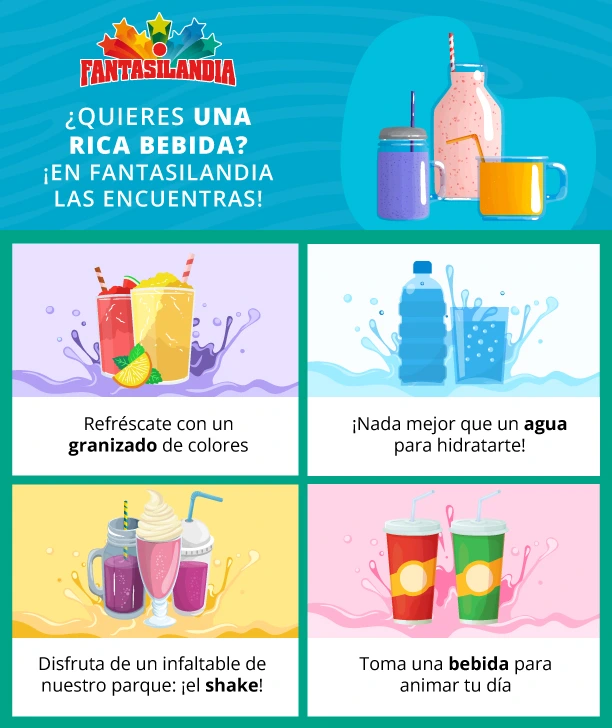 Opciones de bebidas en Fantasilandia