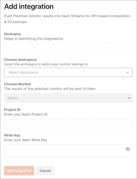Keen Add integration page