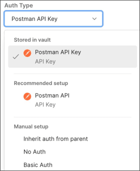 Stored credentials in Auth Type list
