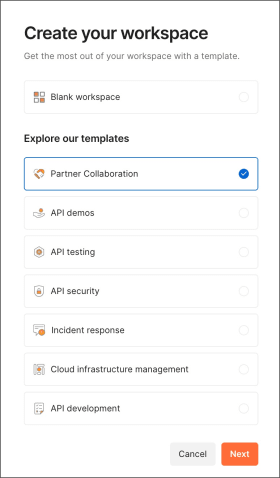 Create new Partner Workspace with a template