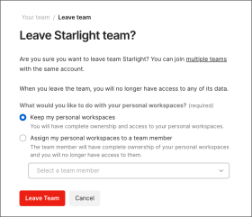 Leave team and keep personal data