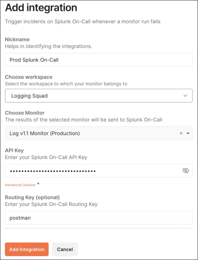 Splunk On-Call add integration