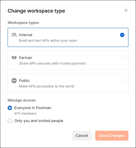 Changing workspace visibility