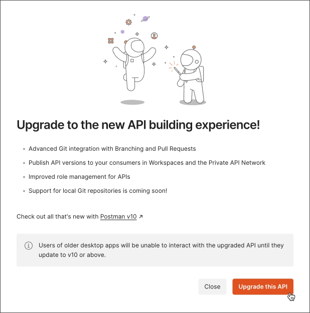 Upgrading an API to v10